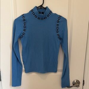 BDG Women's Blue High Neck Long Sleeve Tee